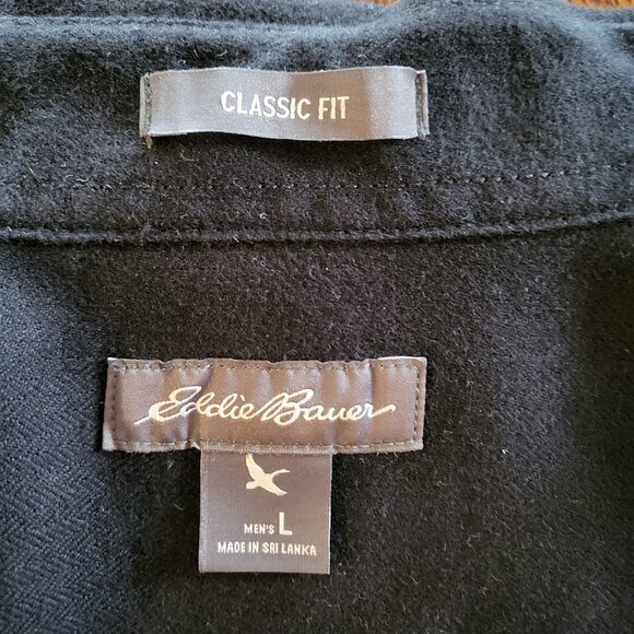 Eddie Bauer Button Down Flannel Shirt Black Size Large - Picture 9 of 10